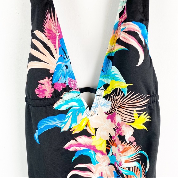 NWOT Laundry Black Tropical One Piece Bathing Suit XS - Picture 2 of 9